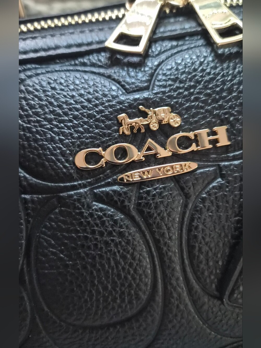 Coach CEW02 Rowan Large Satchel Black Signature Leather, Gold Hardware - Picture 2 of 9